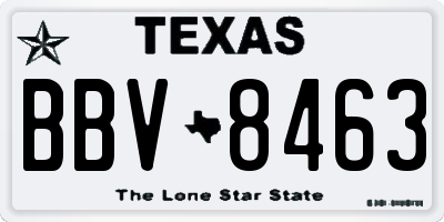 TX license plate BBV8463