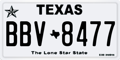 TX license plate BBV8477