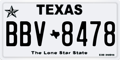 TX license plate BBV8478