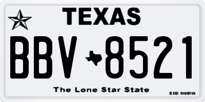 TX license plate BBV8521