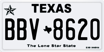 TX license plate BBV8620