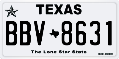 TX license plate BBV8631