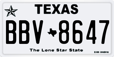 TX license plate BBV8647
