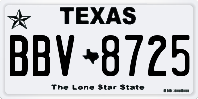 TX license plate BBV8725