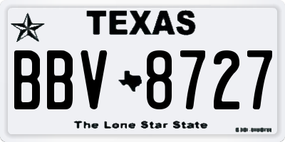 TX license plate BBV8727