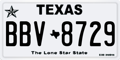 TX license plate BBV8729