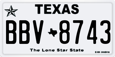 TX license plate BBV8743