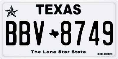 TX license plate BBV8749