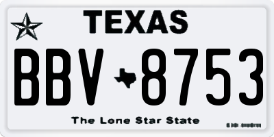 TX license plate BBV8753