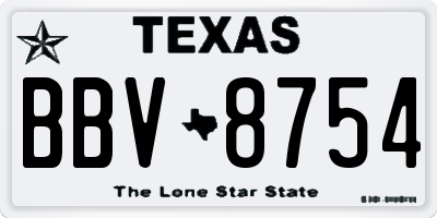 TX license plate BBV8754