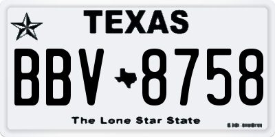 TX license plate BBV8758