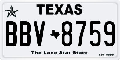TX license plate BBV8759