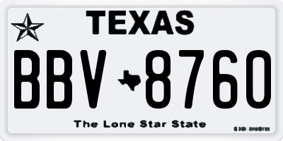 TX license plate BBV8760