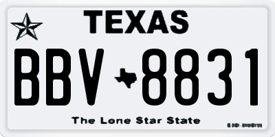 TX license plate BBV8831