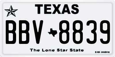 TX license plate BBV8839