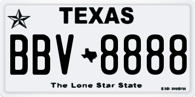 TX license plate BBV8888