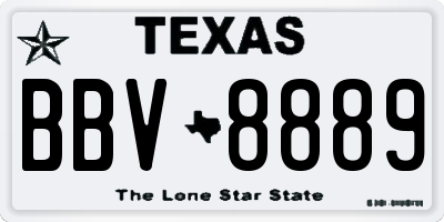 TX license plate BBV8889