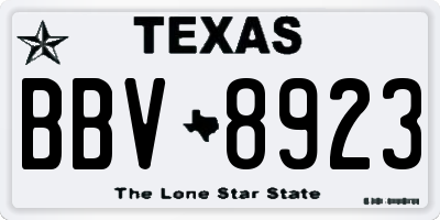 TX license plate BBV8923