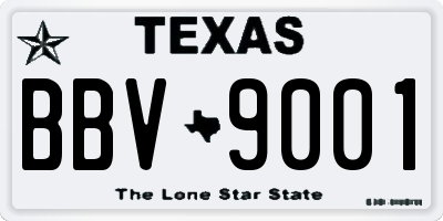 TX license plate BBV9001