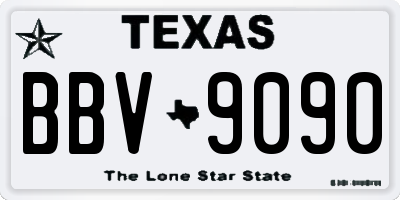 TX license plate BBV9090