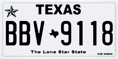 TX license plate BBV9118