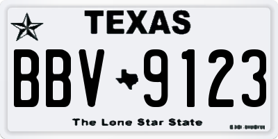 TX license plate BBV9123