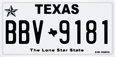 TX license plate BBV9181