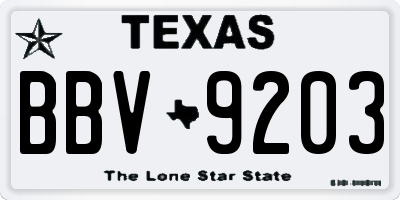 TX license plate BBV9203