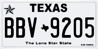 TX license plate BBV9205