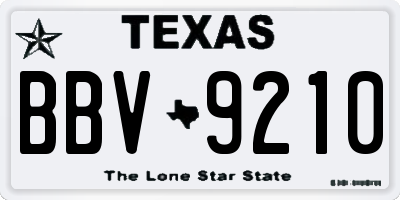 TX license plate BBV9210