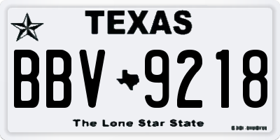 TX license plate BBV9218