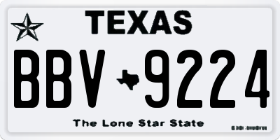TX license plate BBV9224