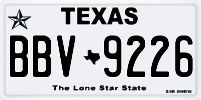 TX license plate BBV9226