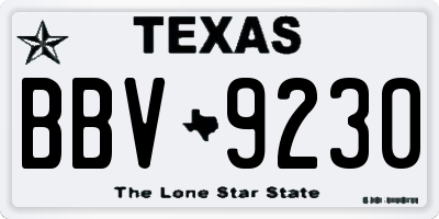 TX license plate BBV9230