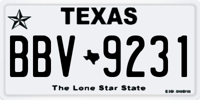 TX license plate BBV9231