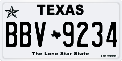 TX license plate BBV9234