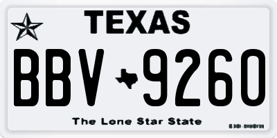 TX license plate BBV9260
