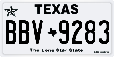 TX license plate BBV9283