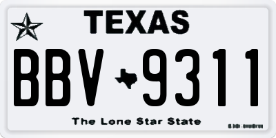 TX license plate BBV9311
