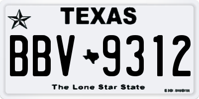 TX license plate BBV9312