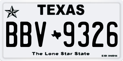 TX license plate BBV9326