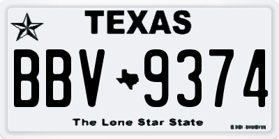 TX license plate BBV9374