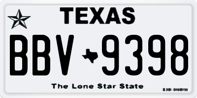 TX license plate BBV9398