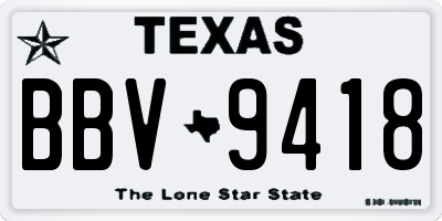 TX license plate BBV9418