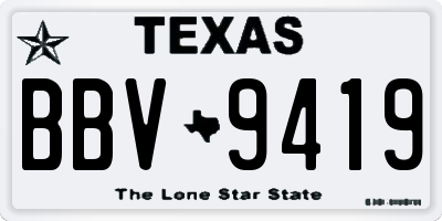 TX license plate BBV9419