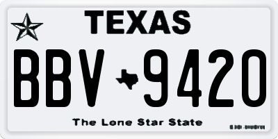 TX license plate BBV9420