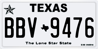 TX license plate BBV9476