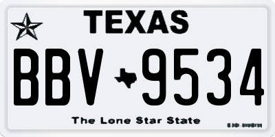 TX license plate BBV9534