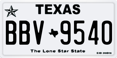 TX license plate BBV9540