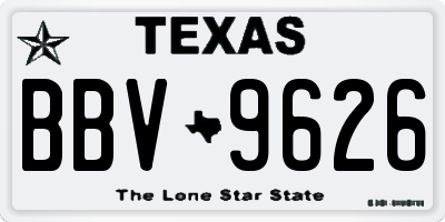 TX license plate BBV9626